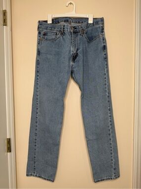 Levi's 505 Men's Light Blue Straight Jeans 34x32 Workwear Farm Worn Lived In